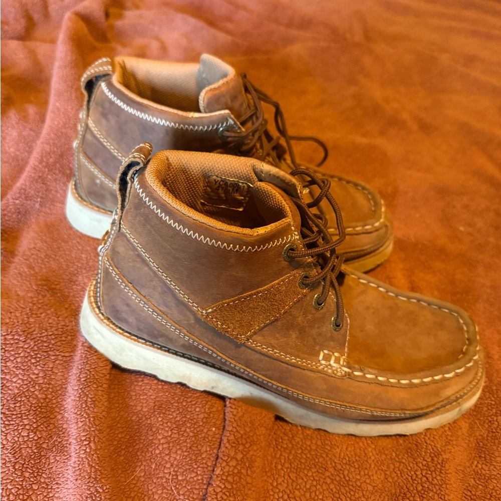 Twisted X Brown Lace Up Boots Youth 4.5 fits like Women’s 7 Wedge sole Moc toe - Picture 2 of 11